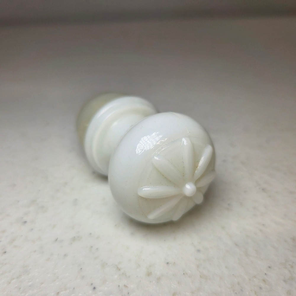 Vintage White Milk Glass Bottle Stopper Floral Daisy Embossed Top Replacement